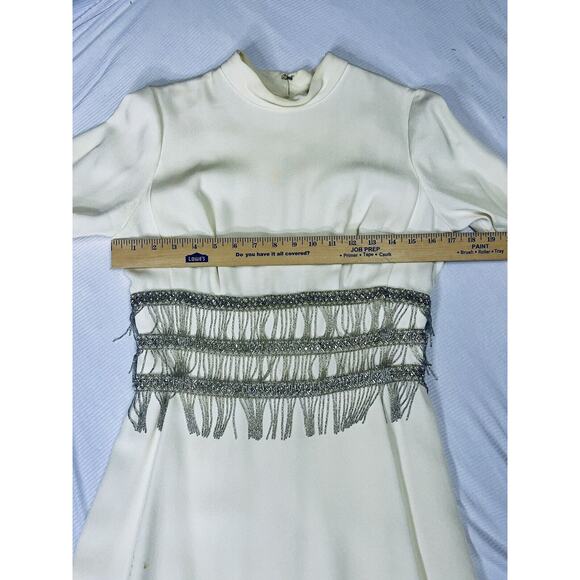 Lillie Rubin 1960s Beaded Ivory White Cream Dress Wedding Bridal Madmen Party - Picture 9 of 14